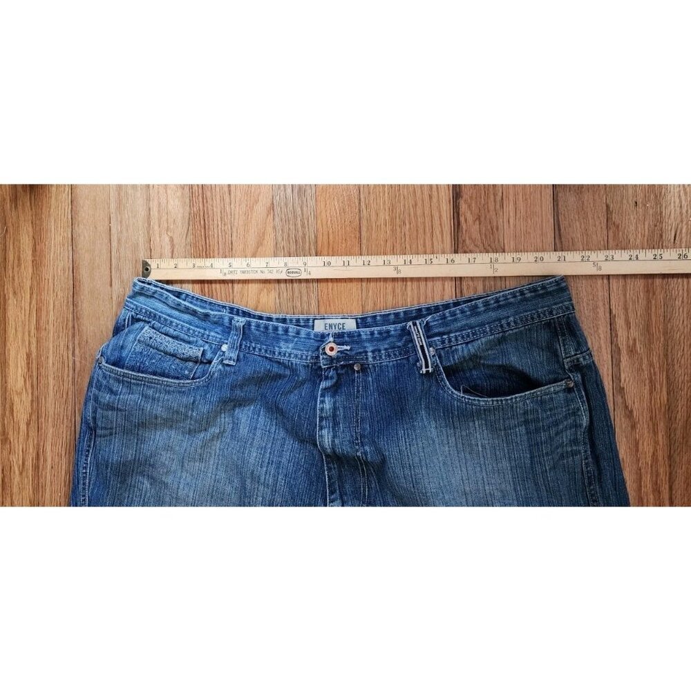 Vintage Y2K Enyce Jeans Wide Leg Baggy Hip Hop 44 x 32 Embroidered Blue Denim - Picture 10 of 16